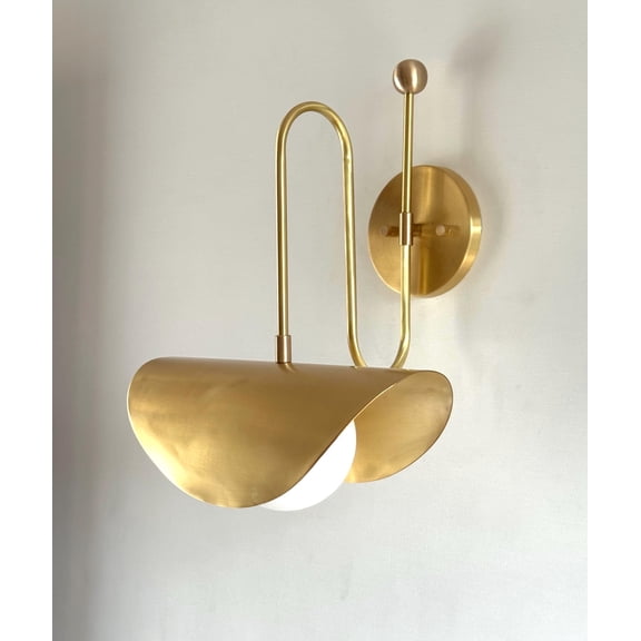 Handmade Brushed Brass Wall Sconce Light | Mid Century Cone Light