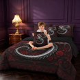 thumbnail image 4 of Manfei Gothic Dragon Animals 7-Piece King Bedding,Vintage Rose Flowers King Bed in a Bag,Red Black,Black Reversible, 4 of 6