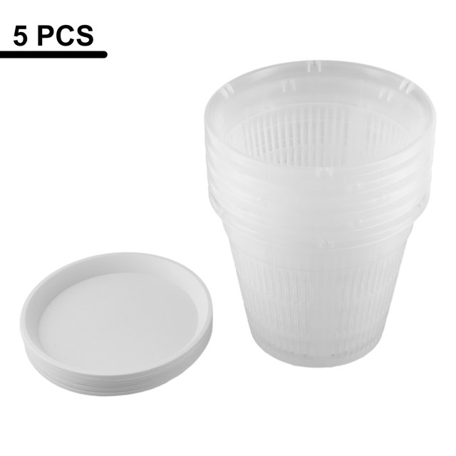 Mosiee 5 Pcs Pot d'Orchidée avec Soucoupes Pot de Rempotage en Plastique Transparent avec Trous