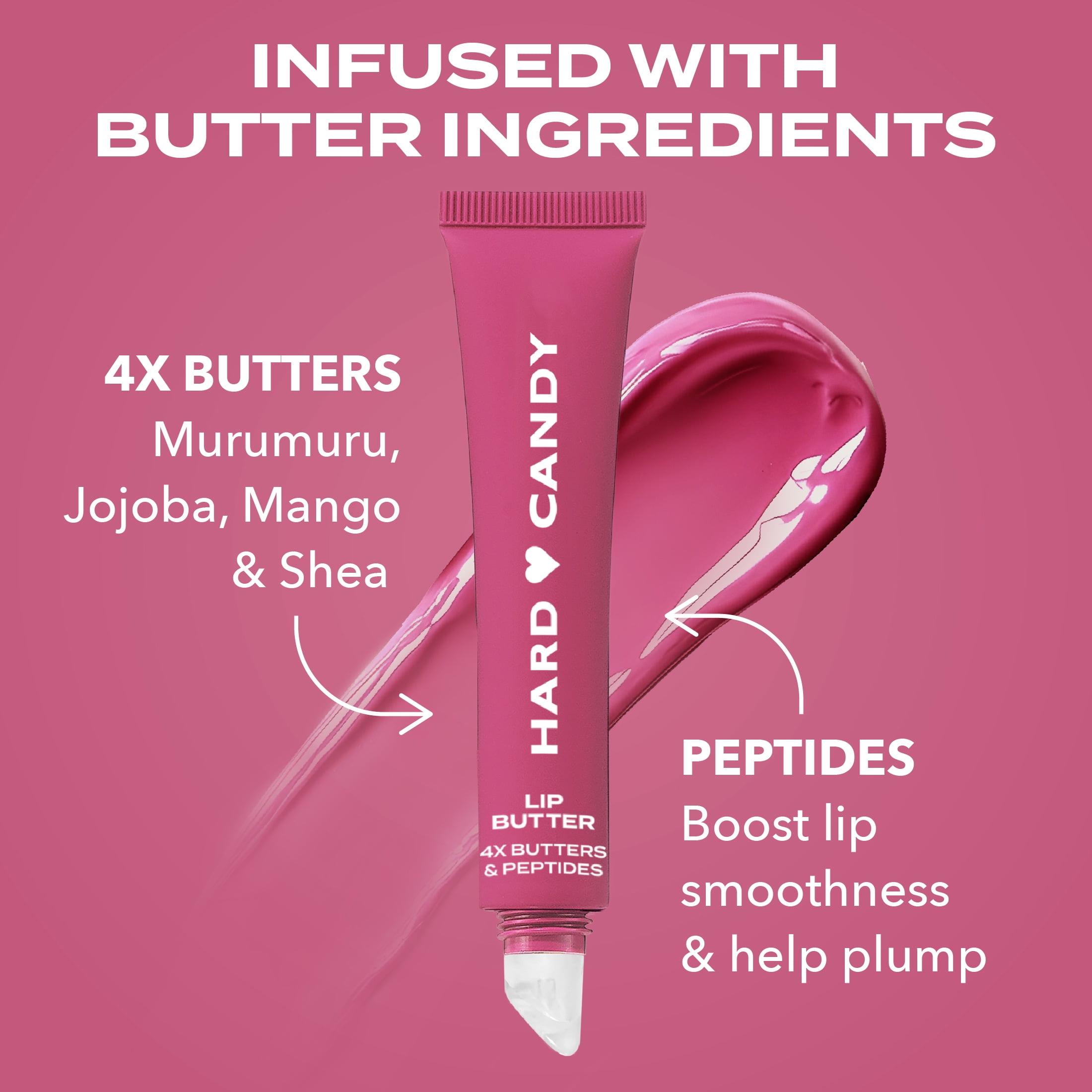 Hard Candy Lip Butter Glowy Balm, Berry Mousse, Sheer Berry Tint, Shine,  Hydration, 15mL, 0.51 ounce