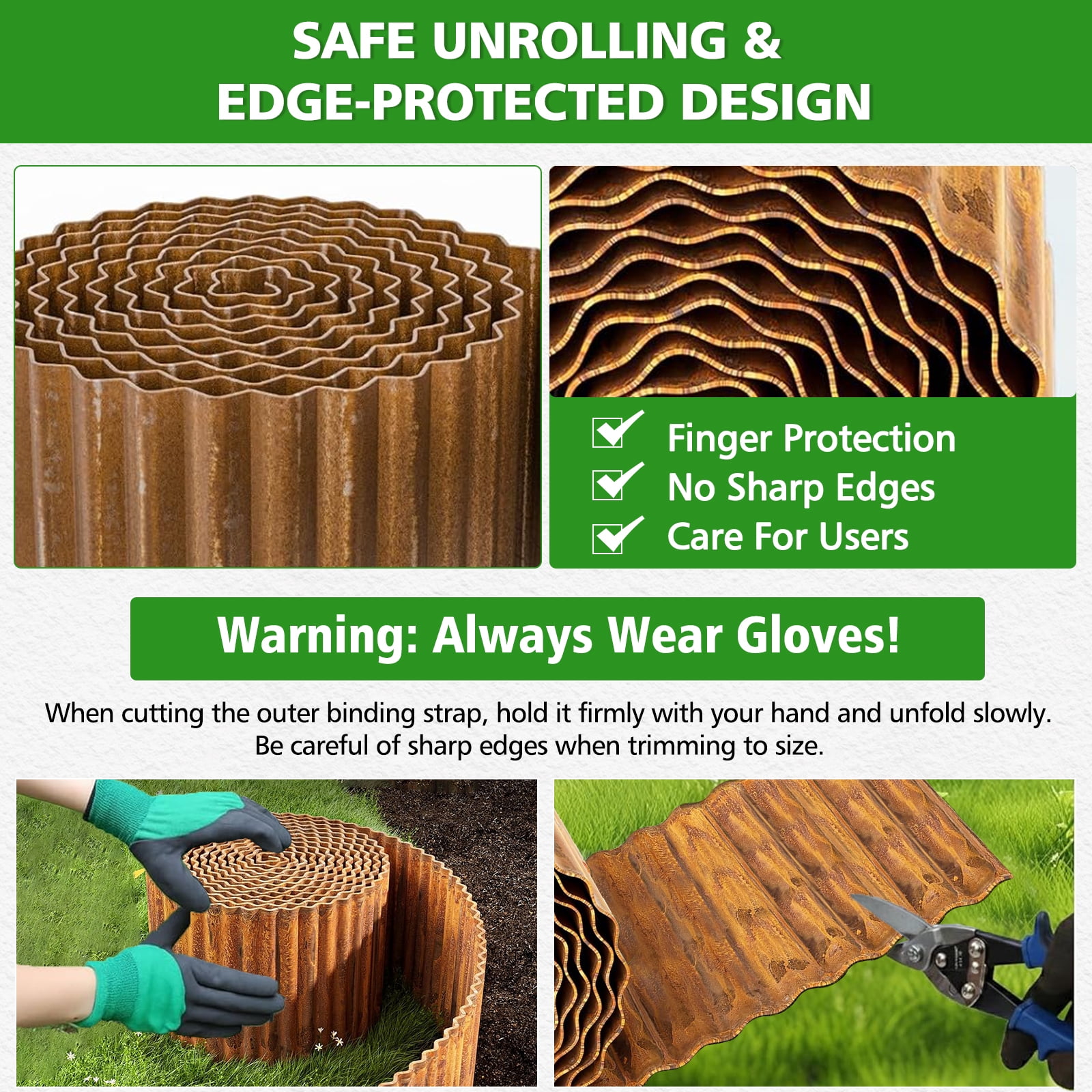 ROMUCHE Corrugated Garden Edging 12" x 50Ft, Flexible Metal Landscape Edging Border for DIY Flower Beds Lawn Yard Tree Surrounds Driveway