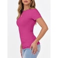 thumbnail image 3 of ANRABESS Womens Short Sleeve Tops Crewneck Ribbed Knit Slim Fit Basic Tee Casual Summer Fitted T Shirt, 3 of 9