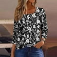 thumbnail image 2 of Blusas para las Mujeres Casual, 3/4 Manga Floral Estampado Camiseta de Moda Top Hecho de Poliéster Transpirable Suave para el Uso Diario de Primavera Otoño, Tops de Blusa para las Mujeres, 2 of 9