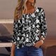 thumbnail image 2 of Blusas para las Mujeres Casual, 3/4 Manga Floral Estampado Camiseta de Moda Top Hecho de Poliéster Transpirable Suave para el Uso Diario de Primavera Otoño, Tops de Blusa para las Mujeres, 2 of 9