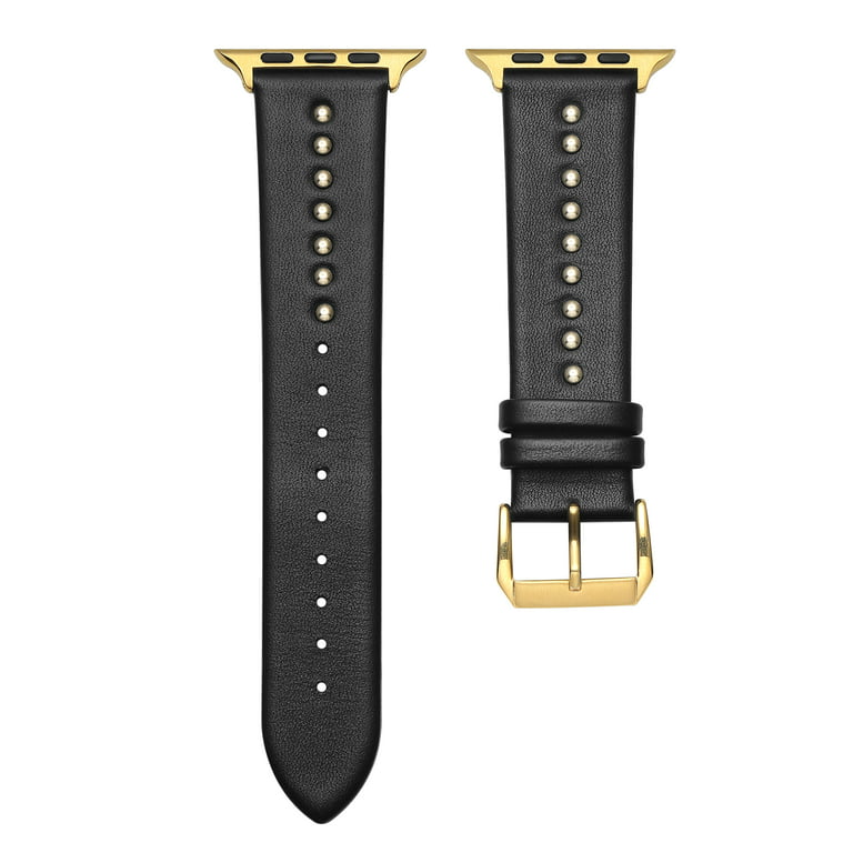 Tech Skyler Size Leather stud & Apple Series - Posh SE Band Watch 1,2,3,4,5,6,7,8 for Geunine and 42mm/44mm/45mm Black