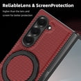 thumbnail image 3 of Decase for Samsung Galaxy Z Fold 6 Case with Magnetic 360° Rotation Stand,Compatible with Mag-safe, Military Grade Shockproof Case, Carbon Fiber Texture Design for Samsung Galaxy Z Fold 6,Red, 3 of 9