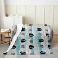 thumbnail image 2 of Erosebridal Black Grey Bear Paws Flannel Blanket 50x60, Teal Grey Old Barn Door Sherpa Throw, Breathable, 2 of 5