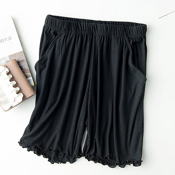 ALLLIST Pajamas Women Shorts Cotton Bottoms Solid Black Comfy Home Clothes Womens Loungewear
