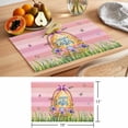 thumbnail image 6 of Pink Happy Easter Placemats Set of 8 Spring Easter Eggs Floral Wooden Place Mats Indoor Wipeable Table Mats Washable Cloth Dining Table Placemats for Kitchen Holiday Party Home Decor 13x19 Inch, 6 of 9