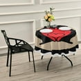 thumbnail image 7 of SKYSONIC Valentine Black Cats Round Tablecloth 60inch Indoor Wrinkle Free, Red Heart Circular Lace Table Cover Washable for Kitchen Dining Decor, 7 of 7