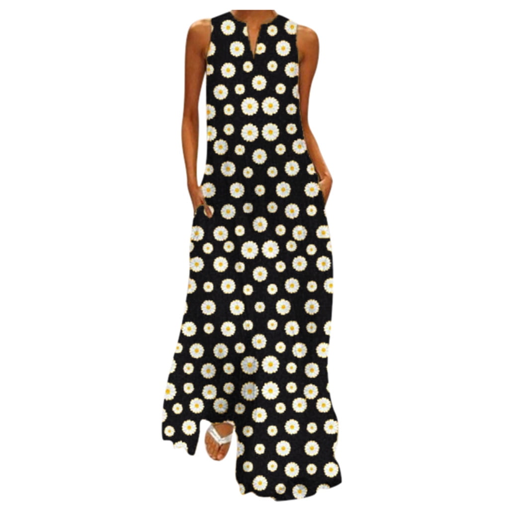 Womens Summer Dresses Plus Size Women Vintage V Neck Splicing Floral