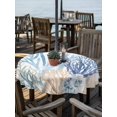 thumbnail image 2 of Outdoor Tablecloth with Umbrella Hole Zipper Summer Coral Round Tablecloth 54" Waterproof Outside Table Cloth Vintage Coastal Ocean Blue Green Plant Patio Table Cover Tablecloths for Picnic Party, 2 of 8
