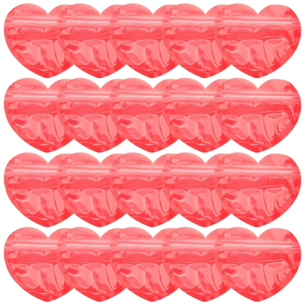 WORGEOUS 50 pcs bolsas de regalo de día de San Valentín bolsas de plástico con forma de corazón bolsas de golosinas de dulces