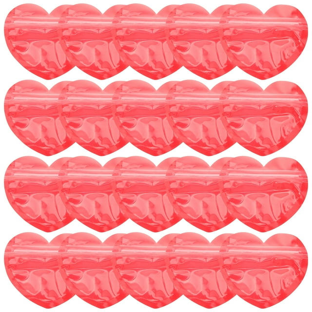 worgeous 50 pcs bolsas de regalo de día de san valentín bolsas de plástico con forma de corazón bolsas de golosinas de dulces Paquete de 50 bolsas rojas en forma de corazón, PVC translúcido con acabado brillante, cierre autosellante en la parte superior, medidas aprox. 10 x 8.5 cm (3.93 x 3.34 in); aptas para dulces, joyería y pequeños recuerdos en bodas o cumpleaños; también usadas frecuentemente como bolsas para detalles de fiesta.