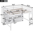 thumbnail image 4 of Harper & Bright Designs Wood Full Size Loft Bed with 8 Open Storage Shelves, Full Loft Bed Frame with Built-in Bookcase for Dorm Kids Teens, White, 4 of 14