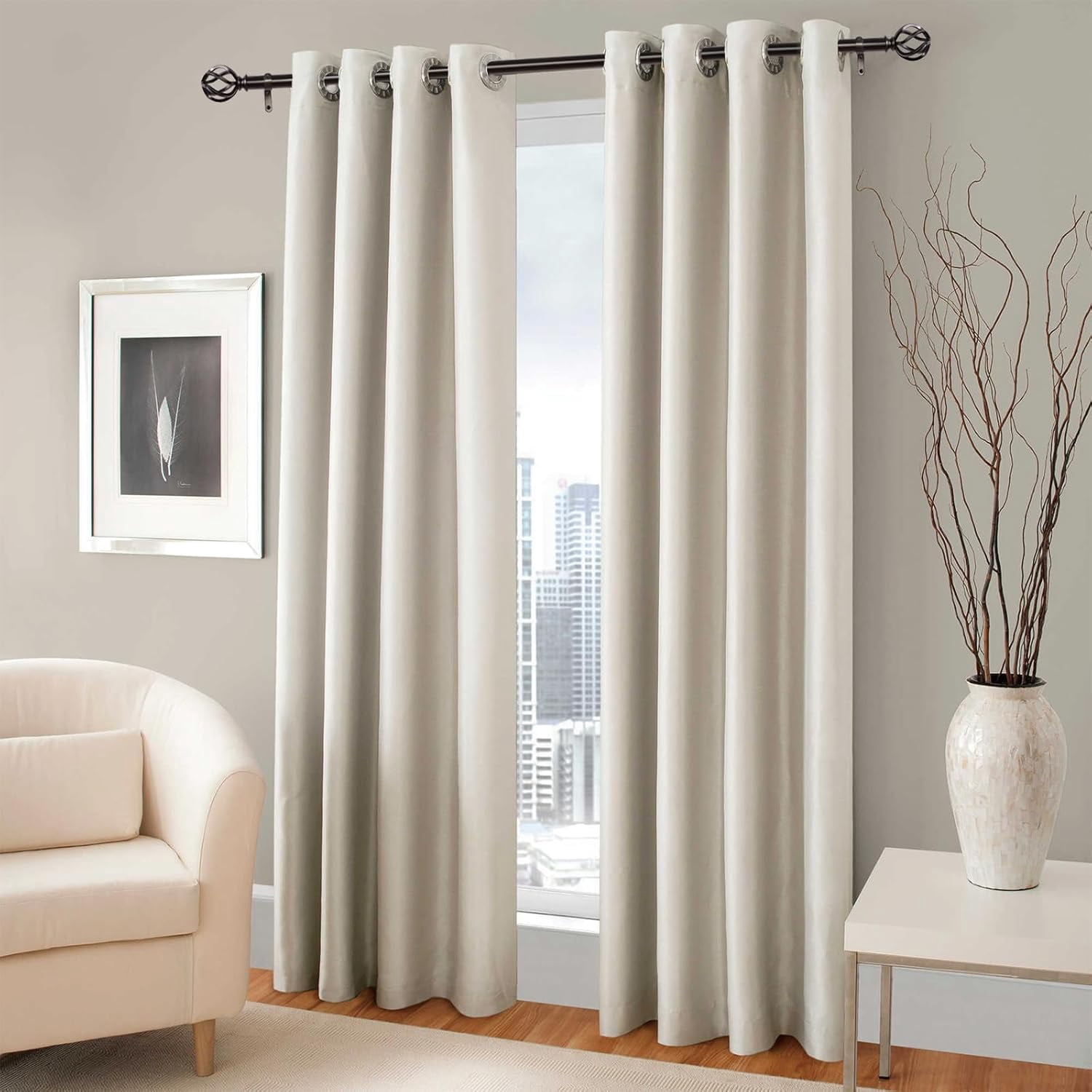 AllWays Plaza Nickel Curtain Rods 18 to 88 Inches, 1 Inch Modern Drapery Rods, Adjustable Heavy Duty Curtain Rod, with Twisted Cage Finial for Home & Office (18"-88"Antique Nickel)