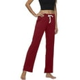 thumbnail image 5 of HEARTNICE Pajama Pants for Women Soft Print Sleepwear Pj Bottoms,(Burgundy-Plain M), 5 of 6