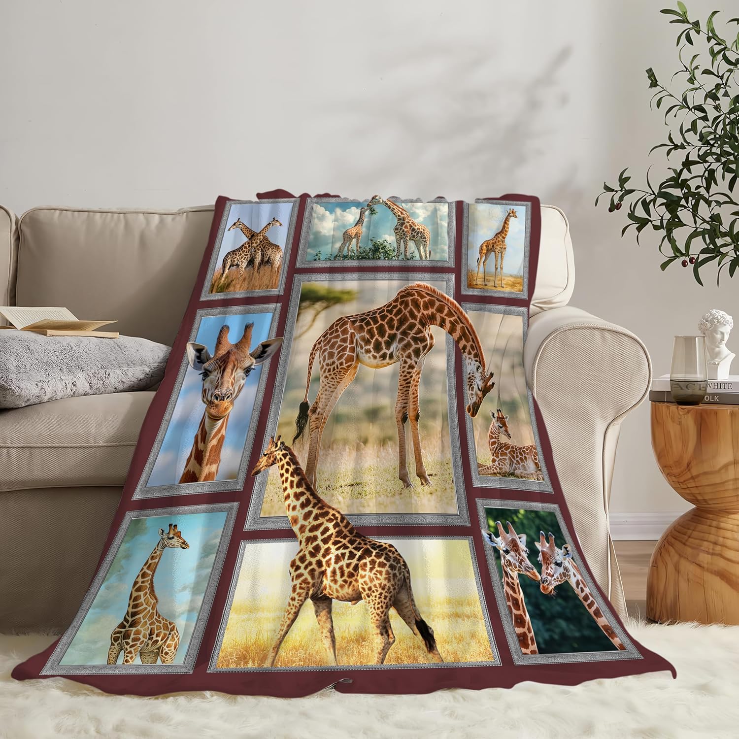 Giraffe Blanket Gifts for Girls Boys Soft Warm Plush Wild Animal Giraffe Throw Blanket Flannel Fleece Fuzzy Giraffe Blanket for Kids Women Man Lover Bed Couch Living Room Decor 60"X50"