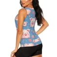 thumbnail image 3 of Balery Cute Pig Flowers Camiseta sin mangas estampada ligera para mujer, tops de entrenamiento sin mangas, camisetas de yoga transpirables de secado rápido.-XX-Large, 3 of 7