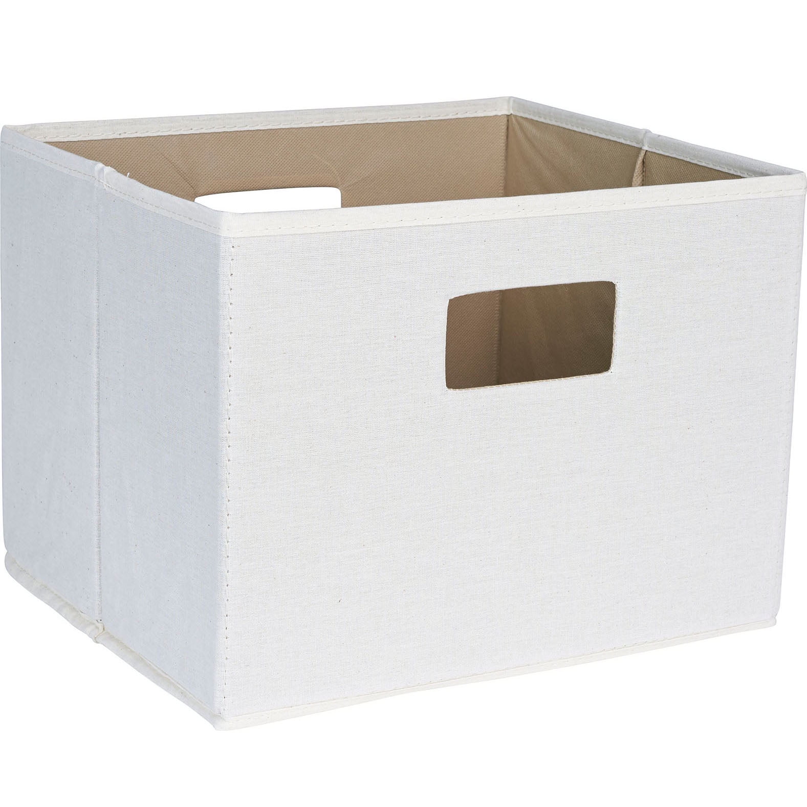 Household Essentials Open Storage Bin, Cutout Handles, Natural Canvas