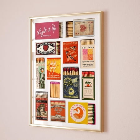 Vintage Matchbox Print, Trendy Matches Poster, Retro Matchbook Wall Art, Funky Red Aesthetic Print Apartment,, Unframed Paper Poster 8x10in