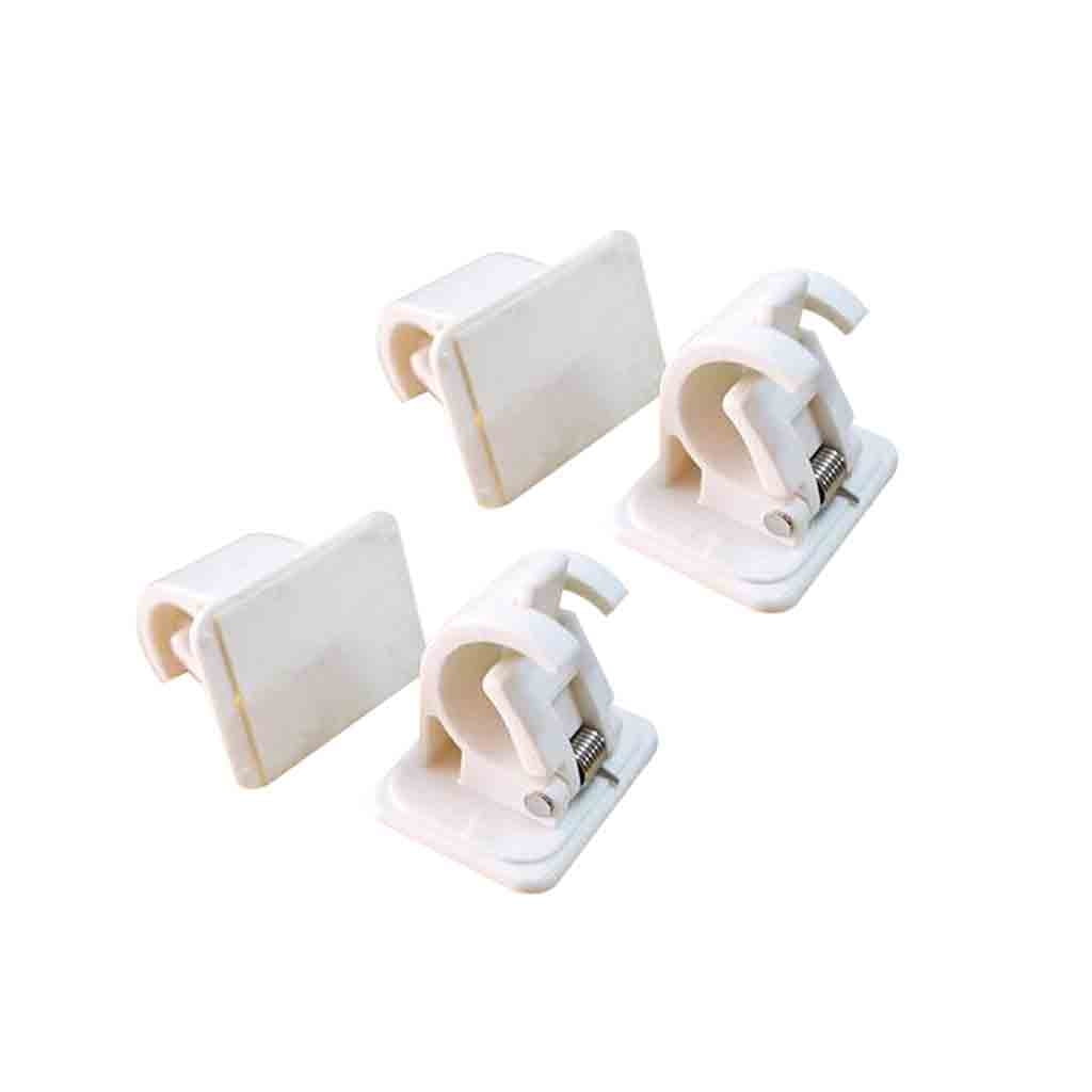 ForestYashe Self Adhesive Hooks Curtain Rod Bracket Pole Drapery Hook Holders Curtains 4PCS Plastic Hooks White