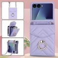 thumbnail image 6 of Crossbody Wallet Case Compatible for Samsung Galaxy Z Flip 6, RFID Blocking Card Slots, Metal Finger Ring, Premium PU Leather Lanyard Shoulder Strap Back Purse Cover Shockproof Case, Purple, 6 of 9