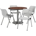 thumbnail image 6 of KFI Studios Mode Round 3' Dining Table Set, Mahogany, 4 Light Grey KOOL Chairs, 6 of 6