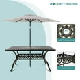 thumbnail image 3 of MEETWARM 7-Piece Outdoor Furniture Dining Set, All Weather Cast Aluminum Patio Garden Set with 6 Chairs, 6 Cushions, 1 Rectangular Table, 2" Umbrella Hole, Dark Bronze, Chili Red, 3 of 7