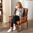 thumbnail image 4 of iooHug Mid-Century Modern Arm Chair, 25" Wide Accent Chair with Microfiber Upholstery for Living Room, Bedroom, 4 of 7