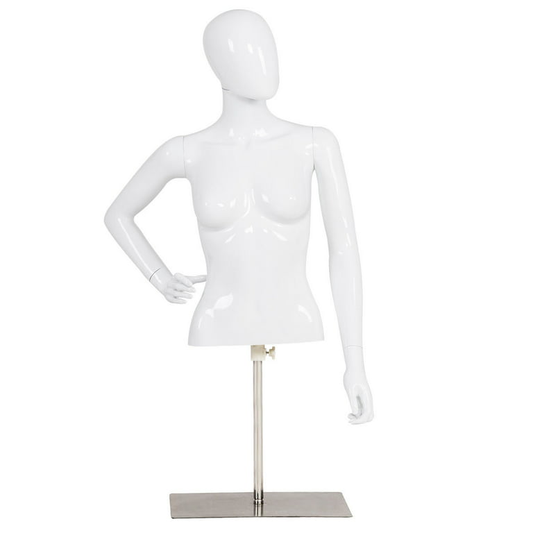 Costway Female Mannequin Realistic Torso Half Body Head Turn Dress Form Display w/Base