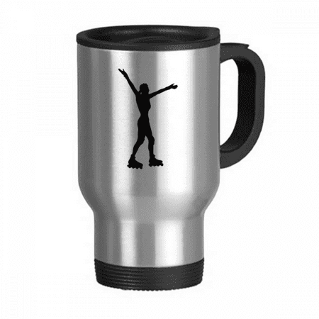 

Roller Skating Sport Black Outline Travel Mug Flip Lid Stainless Steel Cup Car Tumbler Thermos