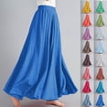 thumbnail image 2 of Xuhomer Linen Skirt for Women Solid Color Elastic High Waist A-Line Summer Long Skirt Business Work Vacation Casual SkirtOrange Free Size, 2 of 6