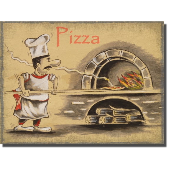 Pizza Maker Pizzeria, Art Mural sur Toile Tendue Prêt à Accrocher!