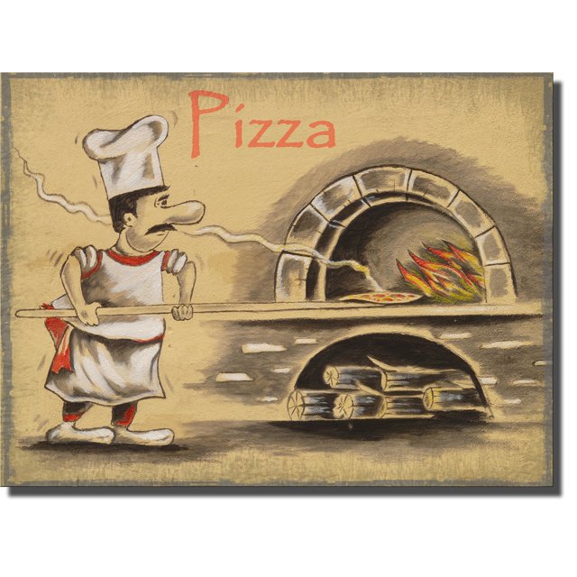 Pizza Maker Pizzeria, Art Mural sur Toile Tendue Prêt à Accrocher!