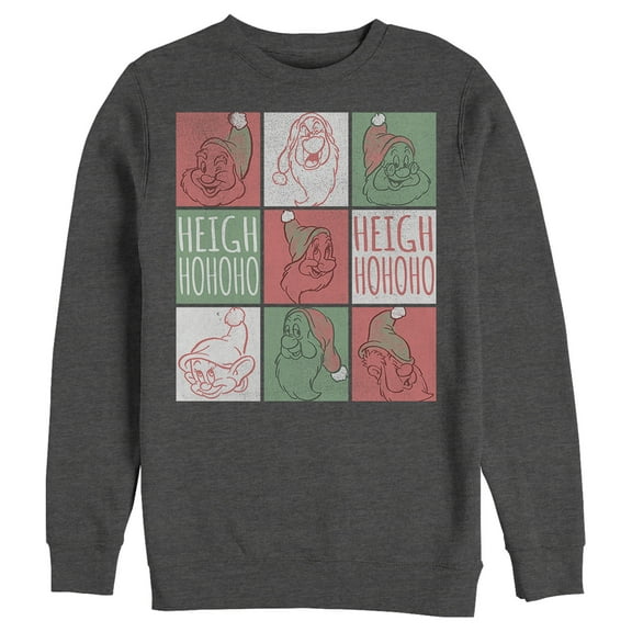 Men's Snow White and the Seven Dwarfs Christmas Heigh Ho Box Sweatshirt Charcoal Heather X Large