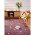 thumbnail image 3 of Rugsotic Carpets Hand Knotted Wool Area Rug 3'x5' Purple Contemporary Rectangle Indoor Rug for Living Room, Bedroom Antimicrobial L00501, 3 of 6