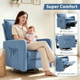 thumbnail image 3 of UDPATIO Nursery Glider for Living Room, 360° Swivel Motion, Upholstered Swivel Rocking Glider, Linen Blue, 3 of 8