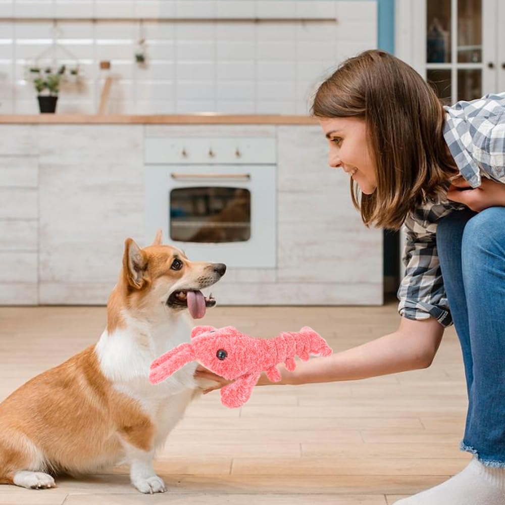 Floppy Lobster Interactive Dog Toy, 2025 Upgrade Calming Dog Toys for Small Dogs Puppy Toys for Chewing Teething, Funny Moving Dog Toys That Make Noise Chew Toys Plush Pet Toys