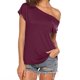 thumbnail image 2 of Camiseta de manga corta con hombros descubiertos para mujer: blusa informal de verano, 95 % mezcla de poliéster, lavable a máquina, tallas S-XXL, 2 of 2
