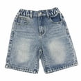 thumbnail image 2 of ZHANGDER Girls Jean Shorts Baggy Wide Leg Washed Denim Shorts Trendy Y2k Vintage Bermuda Jorts, Blue 7-8 Years, 2 of 6