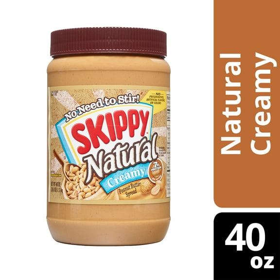 SKIPPY Natural Creamy Peanut Butter, 7G Protein per Serving, 40 oz Jar