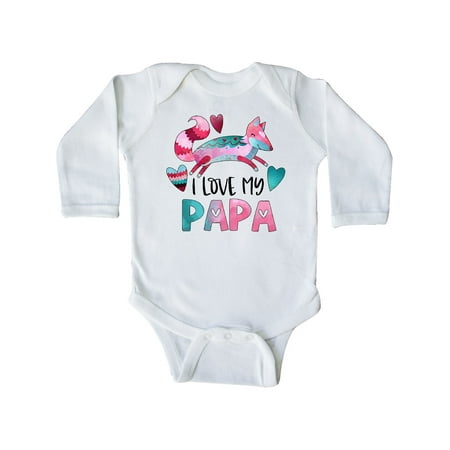 

Inktastic I Love My Papa Pink and Blue Fox with Hearts Gift Baby Boy or Baby Girl Long Sleeve Bodysuit
