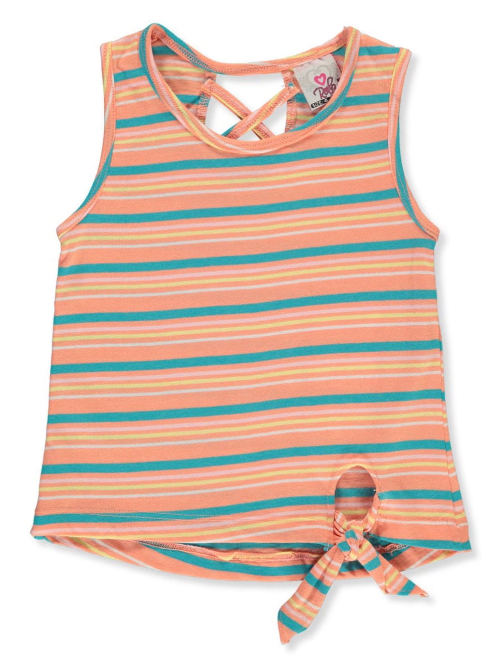Real Love Girls' Striped Tank Top - coral/multi, 4 (Little Girls ...