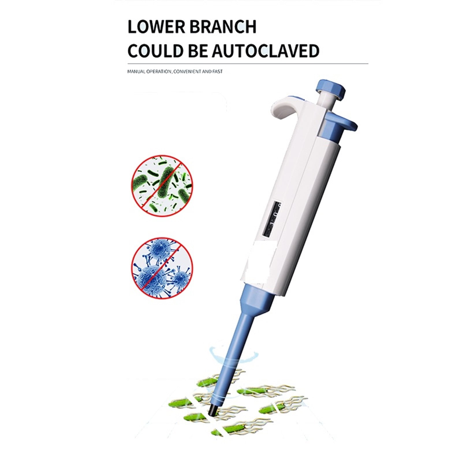 0.5-10ul Laboratory Pipette Single Channel Digital Display Adjustable Plastic Pipette Laboratory Equipment , High-Accurate
