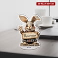 thumbnail image 4 of figurine Acrylique Rotative avec un Mignon Lapin avec Oreilles et Pattes Tenant un Signe Qui Dit Résurrection dans un design Minimaliste Rétro vibrant, 4 of 8