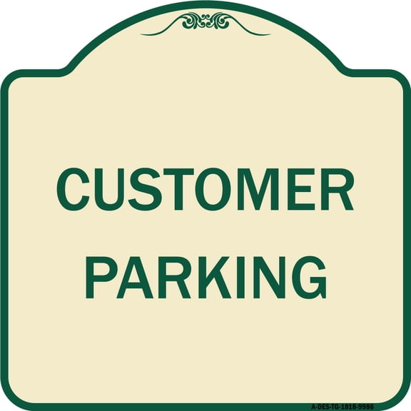 SignMission Designer Series Sign - Customer Parking | Tan & Green 18" X 18" Heavy-Gauge Aluminum Architectural Sign | Protect Your Business & Municipality | Made in the USA