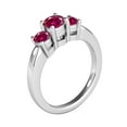 thumbnail image 4 of Mauli Jewels Rings for Women 1.80 Carat Three Stone Round Shaped Created Ruby Ring 4-prong 10K White Gold, 4 of 7
