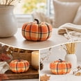 thumbnail image 5 of Artificial Pumpkins 3.54 Inch Small Plaid Fabric Fake Pumpkins Rustic Fall Decor Decorative Pumpkins for Thanksgiving Halloween Table Centerpiece Home Kitchen Shelf, 5 of 9