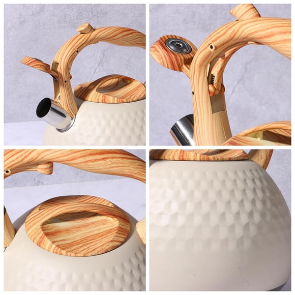 Inteprter Tetera de gran capacidad para amantes del café, estufas de hechas de acero inoxidable, tetera con silbido, segura Juegos de servir café y té beige diámetro: 20 cm
